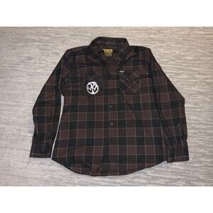 Dixxon Flannel Mens CL Brown Black Plaid Form and Function Pennywise Patch